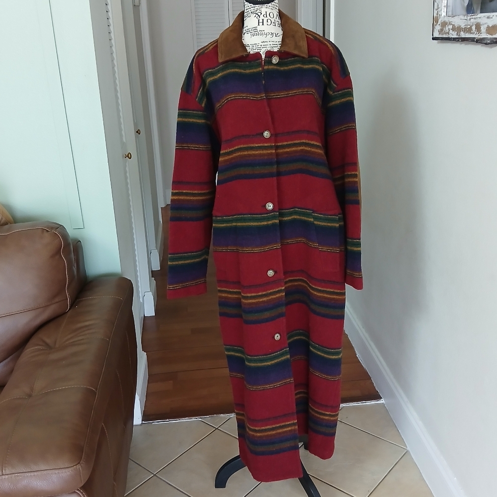 Vintage Woolrich Long Wool Southwestern‎ Blanket coat - Picture 3 of 12
